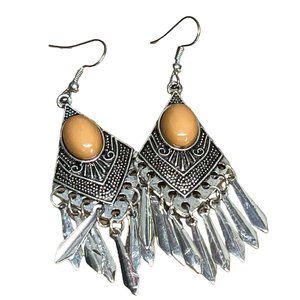 Silver and brown earrings